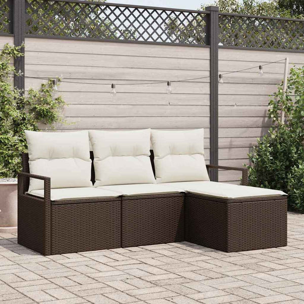 vidaXL Ensemble de canapés 4 pcs Marron Résine tressée