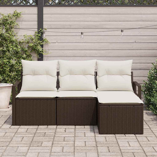 vidaXL Ensemble de canapés 4 pcs Marron Résine tressée