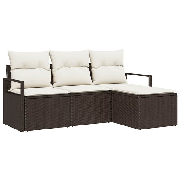 vidaXL Ensemble de canapés 4 pcs Marron Résine tressée
