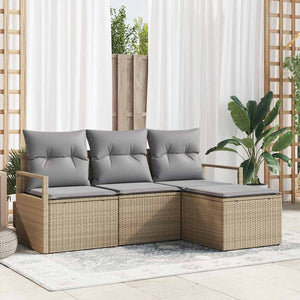 Poly Rattan Sofa Set Beige 4-teilig