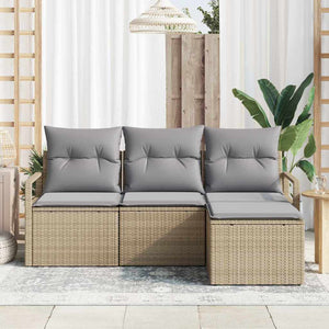Poly Rattan Sofa Set Beige 4-teilig