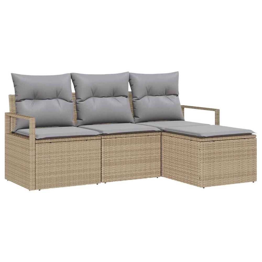 Poly Rattan Sofa Set Beige 4-teilig