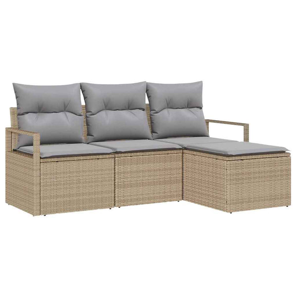 Poly Rattan Sofa Set Beige 4-teilig