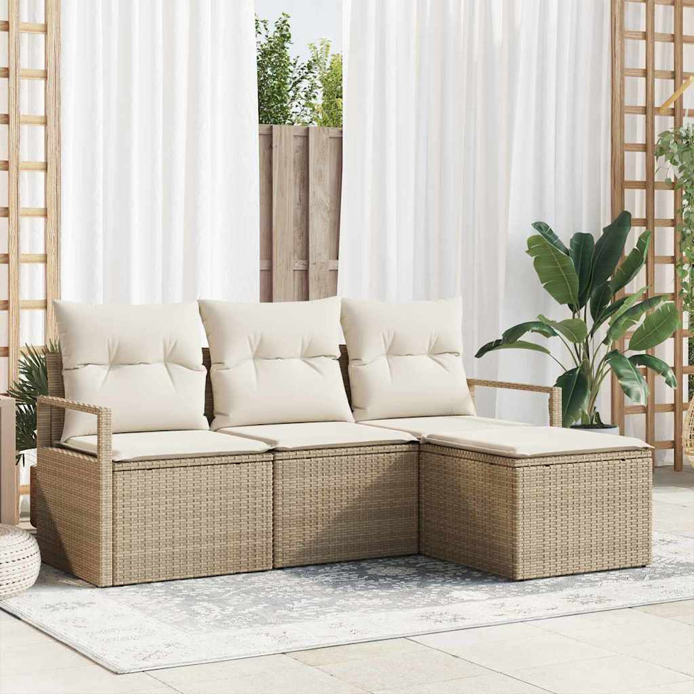 vidaXL Ensemble de canapés 4 pcs Beige Poly-rotin