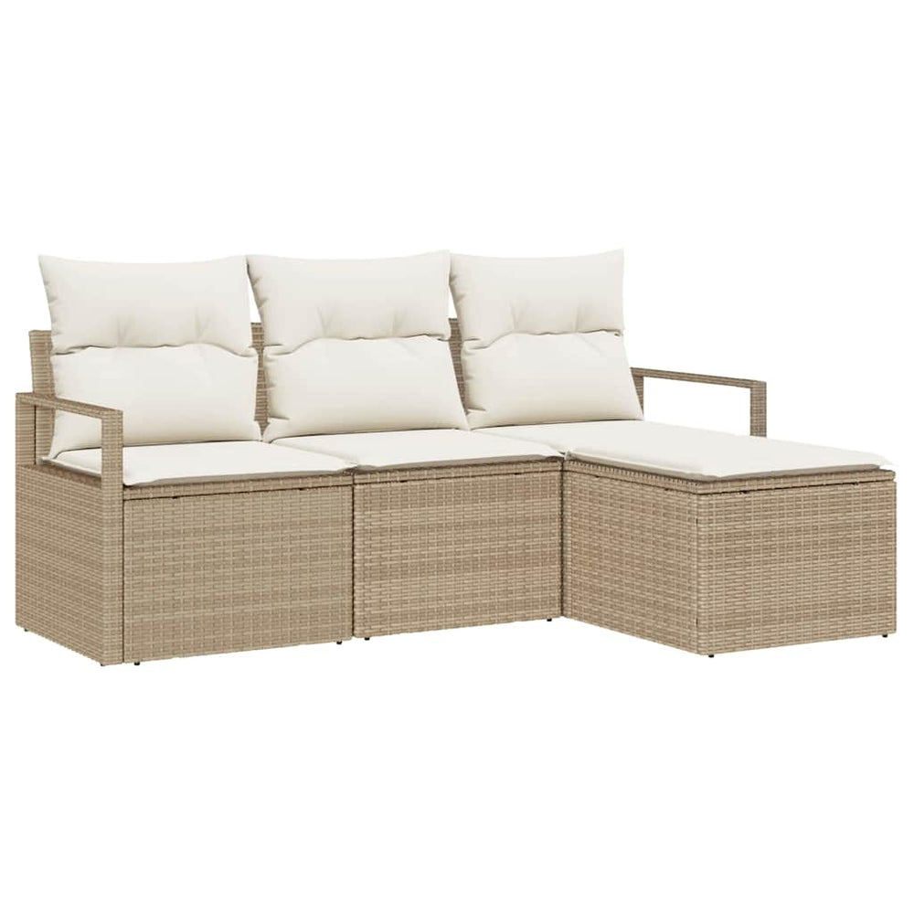 vidaXL Ensemble de canapés 4 pcs Beige Poly-rotin