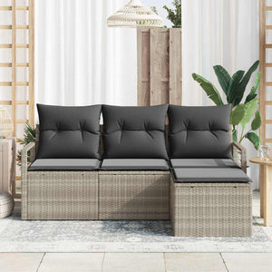 Poly-Rattan Sofa Set Hellgrau 4-teilig