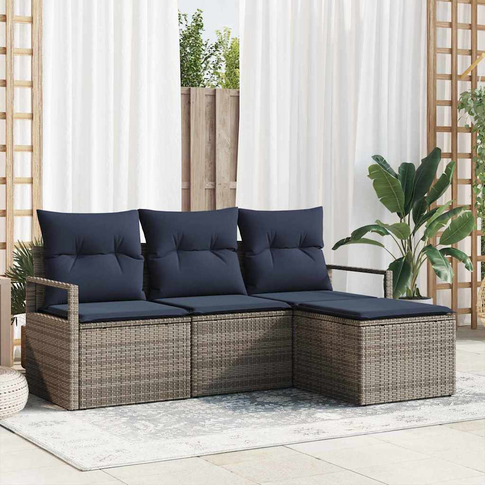 Graues Poly-Rattan Sofa Set, 4-teilig