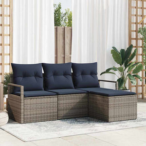 Graues Poly-Rattan Sofa Set, 4-teilig