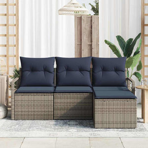 Graues Poly-Rattan Sofa Set, 4-teilig