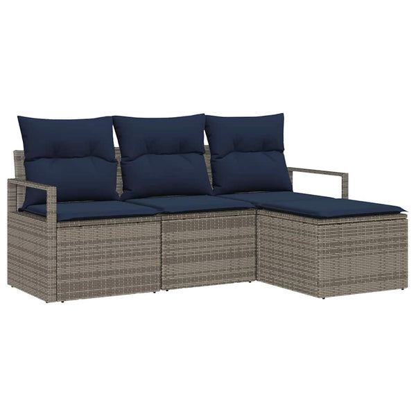 Graues Poly-Rattan Sofa Set, 4-teilig