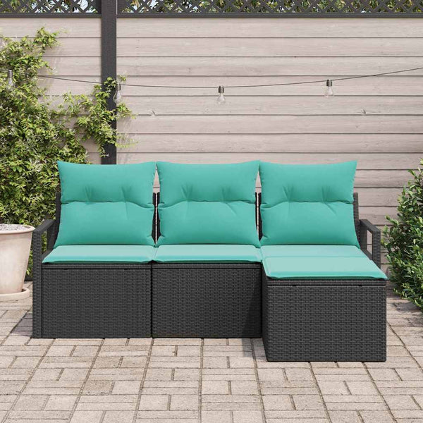 vidaXL Salon de jardin 4 pcs Résine tressée Noir