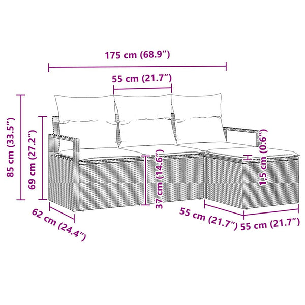 vidaXL Salon de jardin 4 pcs Résine tressée Noir