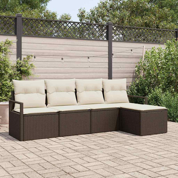vidaXL Ensemble de canapés 5 pcs Marron Résine tressée