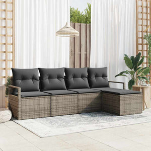 vidaXL Ensemble de canapés 5 pcs Gris résine tressée
