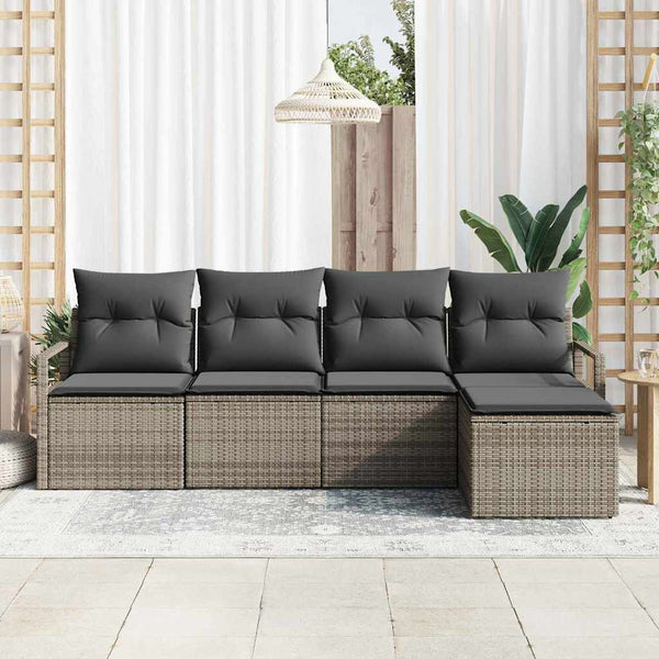 vidaXL Ensemble de canapés 5 pcs Gris résine tressée