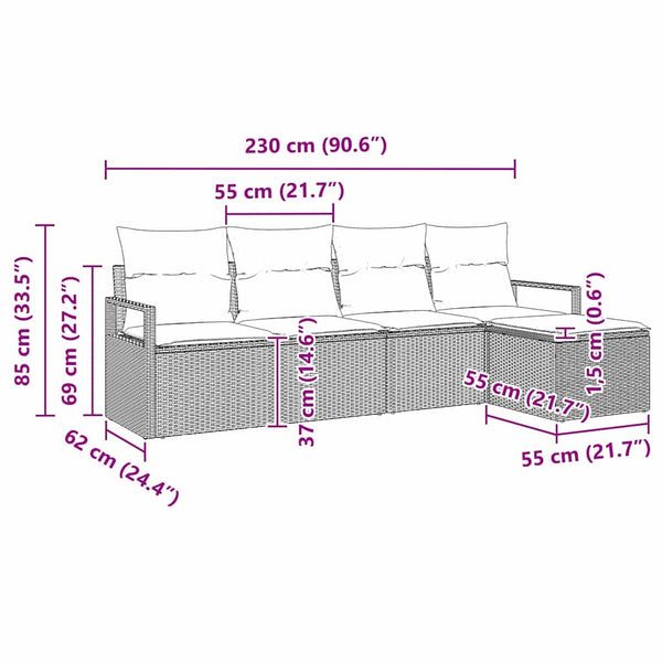 vidaXL Ensemble de canapés 5 pcs Gris résine tressée
