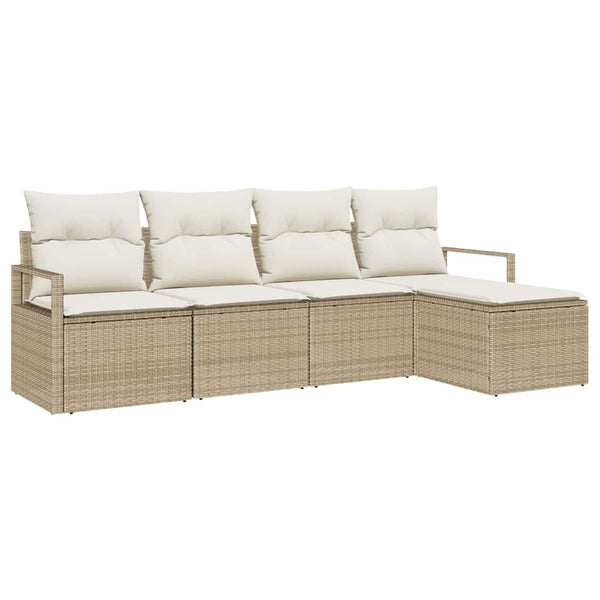 5-teiliges Sofa-Set Beige Poly-Rattan