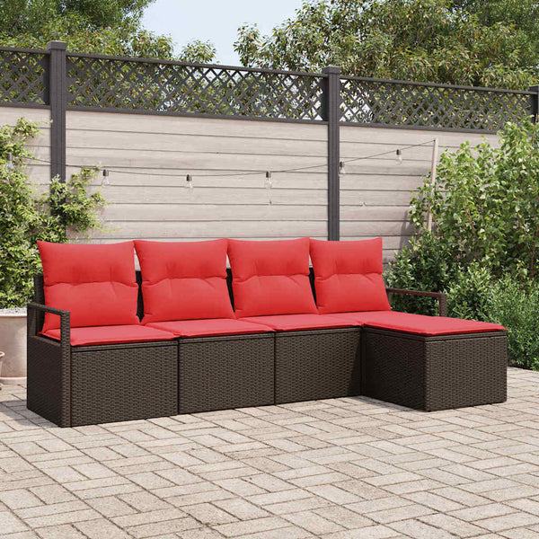 Poly Rattan Sofa Set Braun mit Kissen