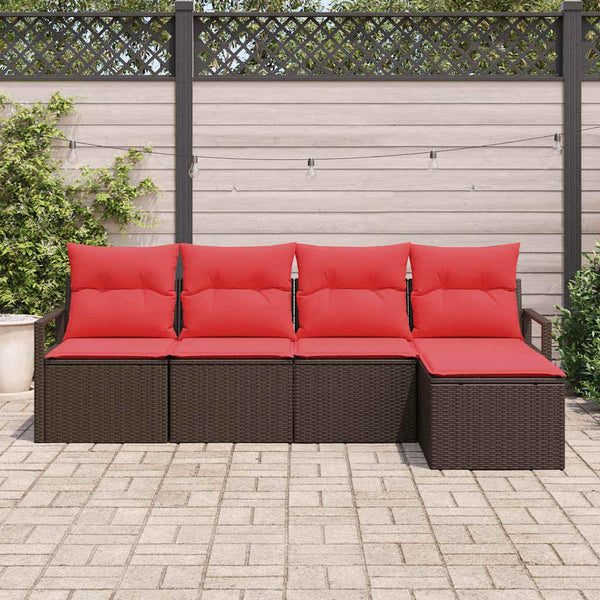 Poly Rattan Sofa Set Braun mit Kissen