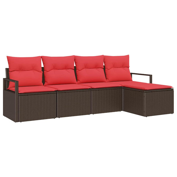 Poly Rattan Sofa Set Braun mit Kissen
