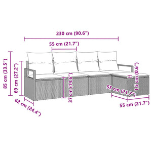 Poly Rattan Sofa Set Braun mit Kissen