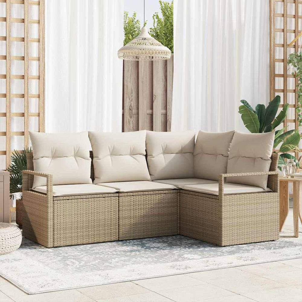 vidaXL Salon de jardin avec coussins Beige rotin synthétique