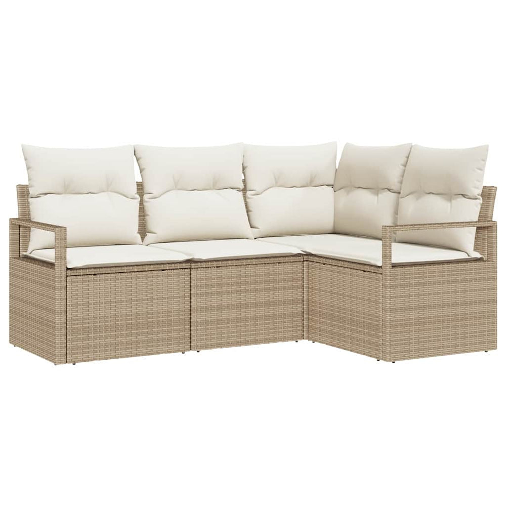 vidaXL Salon de jardin avec coussins Beige rotin synthétique