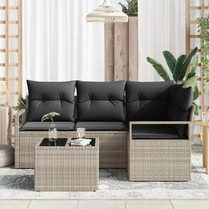 Hellgraues 5-teiliges Poly-Rattan Sofa-Set