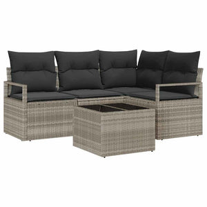 Hellgraues 5-teiliges Poly-Rattan Sofa-Set