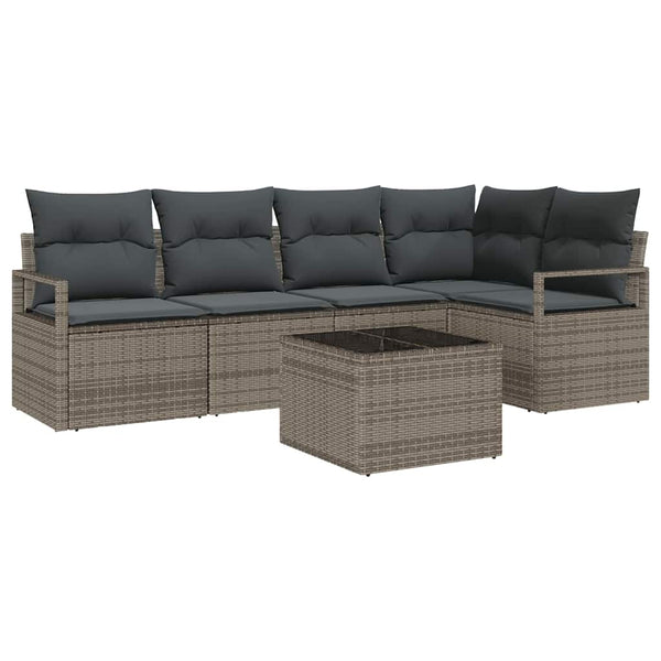 vidaXL Ensemble de canapés 6 pcs Résine tressée Gris