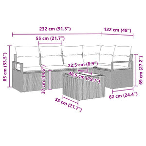 vidaXL Ensemble de canapés 6 pcs Résine tressée Gris