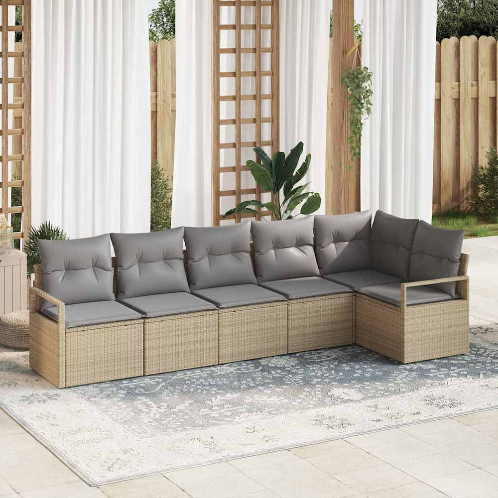 vidaXL Ensemble de canapés 6 pcs Beige résine tressée