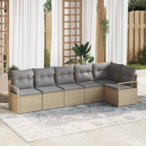 vidaXL Ensemble de canapés 6 pcs Beige résine tressée