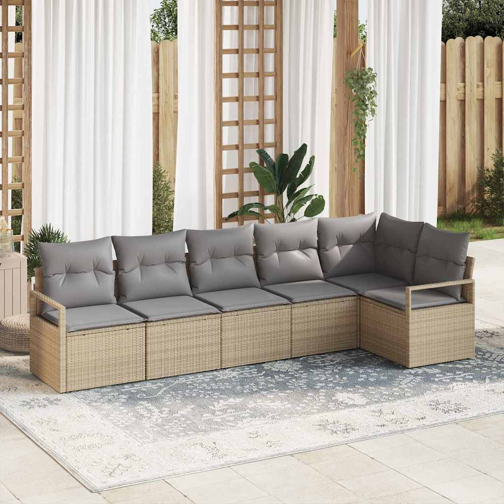 vidaXL Ensemble de canapés 6 pcs Beige résine tressée
