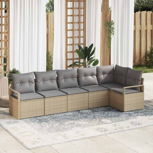 vidaXL Ensemble de canapés 6 pcs Beige résine tressée