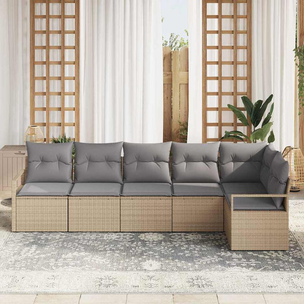 vidaXL Ensemble de canapés 6 pcs Beige résine tressée