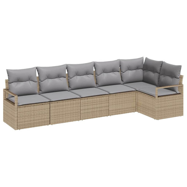 vidaXL Ensemble de canapés 6 pcs Beige résine tressée