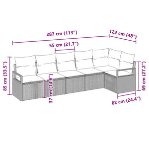 vidaXL Ensemble de canapés 6 pcs Beige résine tressée