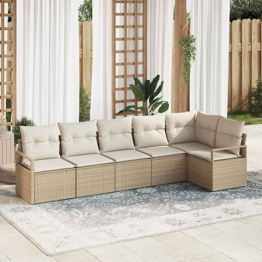 vidaXL Salon de jardin 6 pcs avec coussins en résine tressée beige