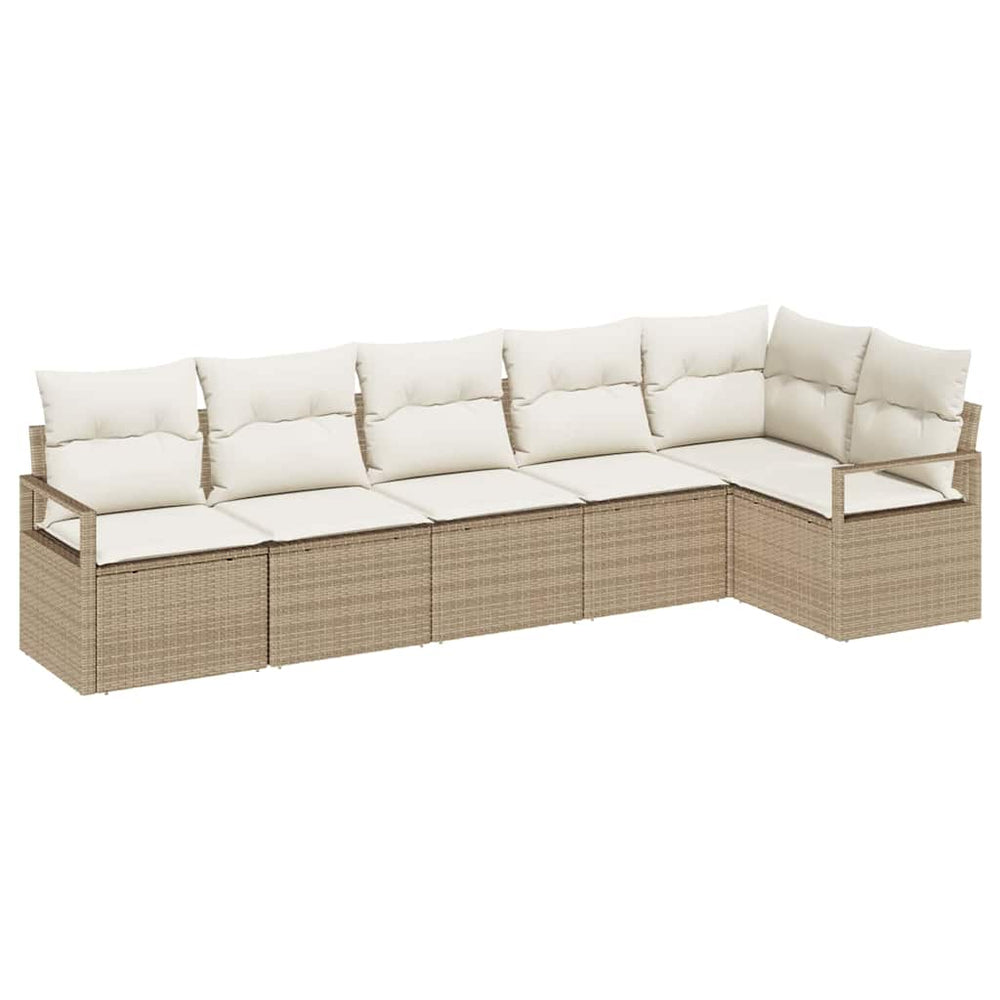 vidaXL Salon de jardin 6 pcs avec coussins en résine tressée beige