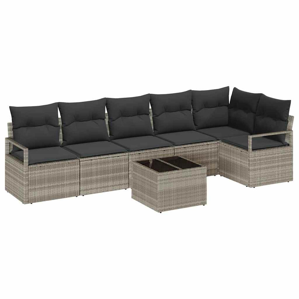 vidaXL Ensemble de canapés 7 pcs Gris clair résine tressée