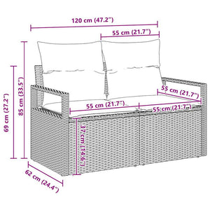7-teiliges Sofa-Set Hellgrau Poly-Rattan