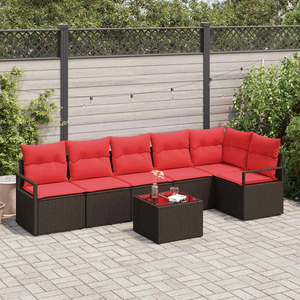 vidaXL Salon de jardin 7 pcs Marron Résine tressée