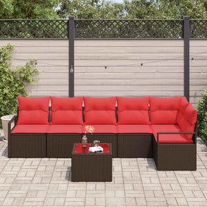 vidaXL Salon de jardin 7 pcs Marron Résine tressée