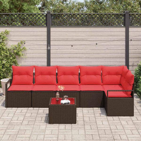 vidaXL Salon de jardin 7 pcs Marron Résine tressée
