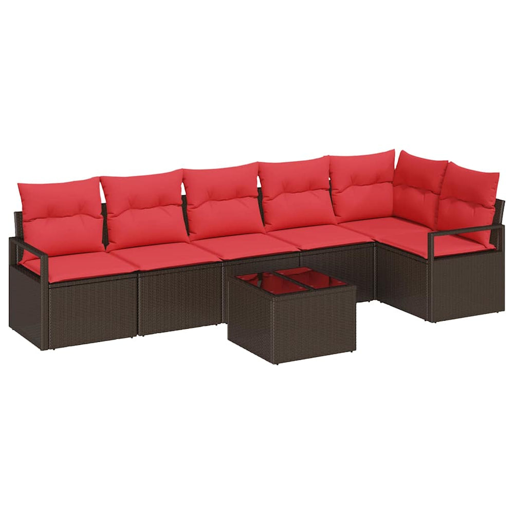 vidaXL Salon de jardin 7 pcs Marron Résine tressée
