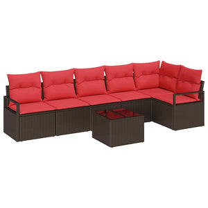vidaXL Salon de jardin 7 pcs Marron Résine tressée