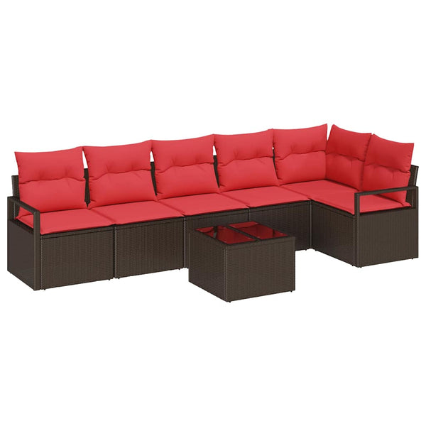 vidaXL Salon de jardin 7 pcs Marron Résine tressée