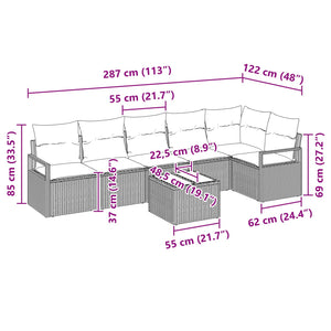vidaXL Salon de jardin 7 pcs Marron Résine tressée