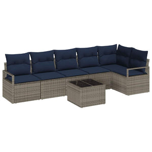 Graues Poly-Rattan Sofa Set, 7-teilig
